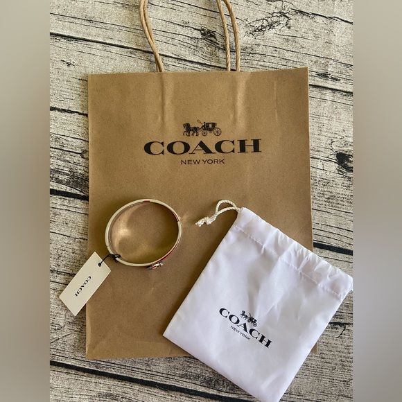 NWT! Coach enamel hinge bracelet in sparkling blue and silver with gift wrap - Picture 2 of 12